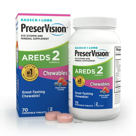 PreserVision® AREDS 2 Formula Eye Vitamin and Mineral Supplement with Lutein & Zeaxanthin  Mixed Berry Flavor  70 Chewable Tablets