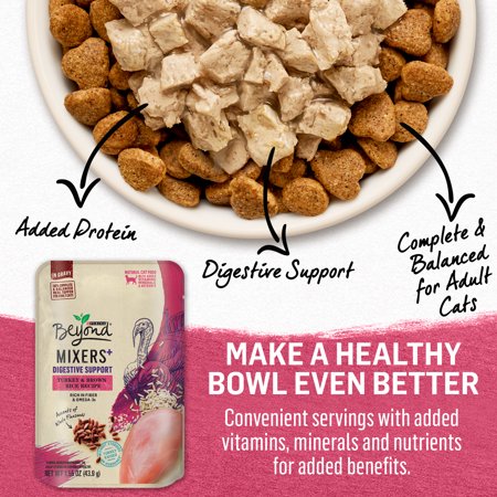 Purina Beyond Natural Wet Cat Food Complement  Mixers+ Digestive Support Turkey & Brown Rice Recipe  1.55 oz. Pouch