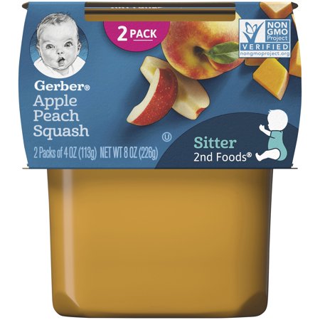 (Pack of 2) Gerber 2nd Foods Apple Peach Squash, 4 oz Tubs