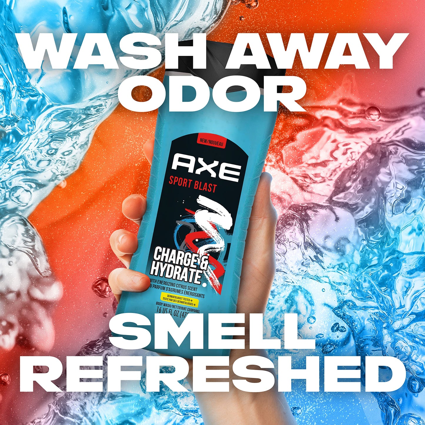 (2) Men’s AXE Sports Blast Body Face Wash Shampoo 13.5 fl oz ea