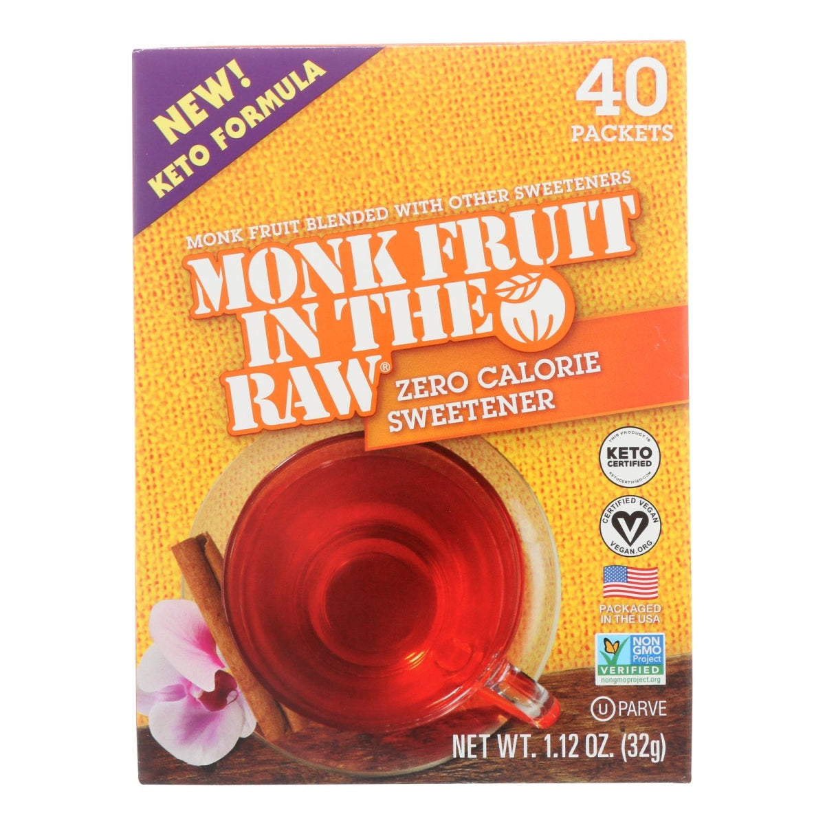 [Lot of 2] MONK FRUIT IN THE RAW Keto-Certified Zero Calorie Sweetener 80 Packs