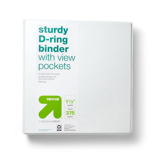 1.5 3 Ring Binder Clear View White - up & up™