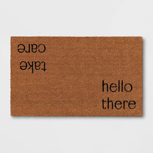 1'6x2'6 'Hello There' Take Care Coir Doormat Natural - Threshold