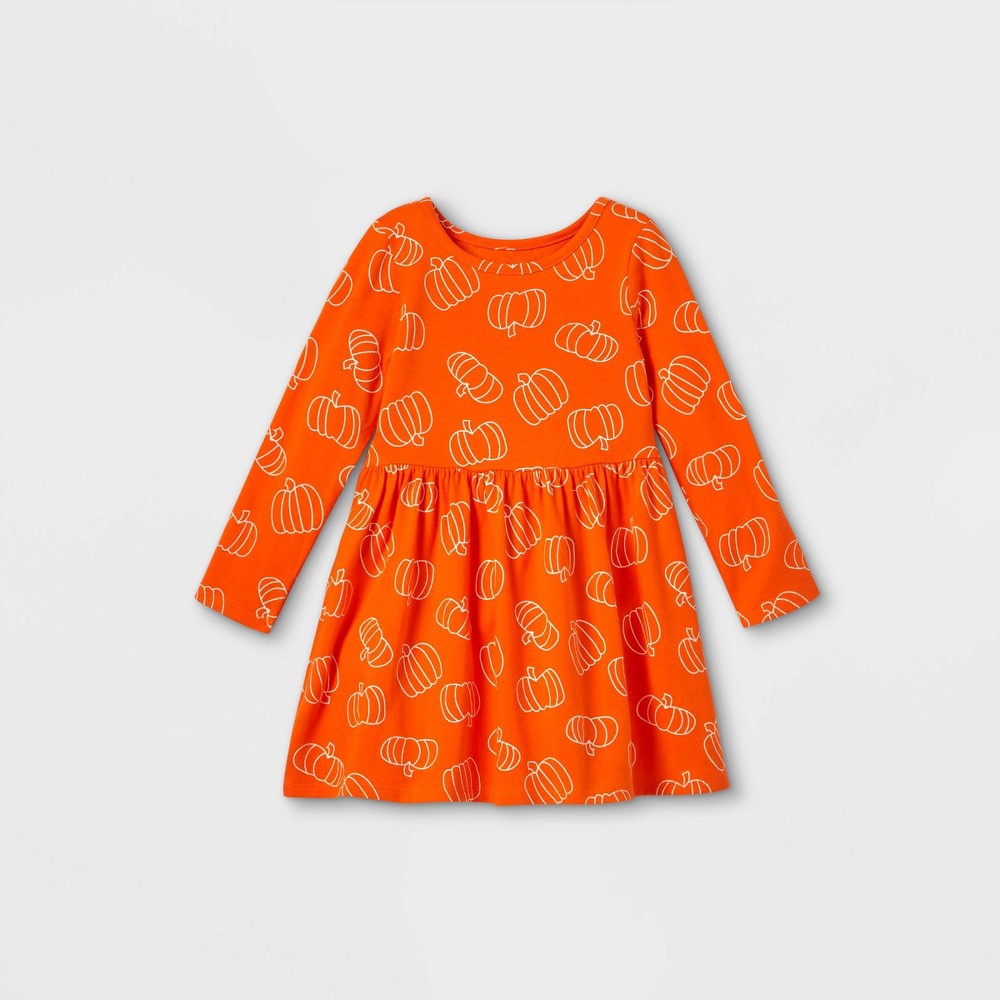 Infant & Toddler Girls Orange Pumpkin Halloween Dress 18m