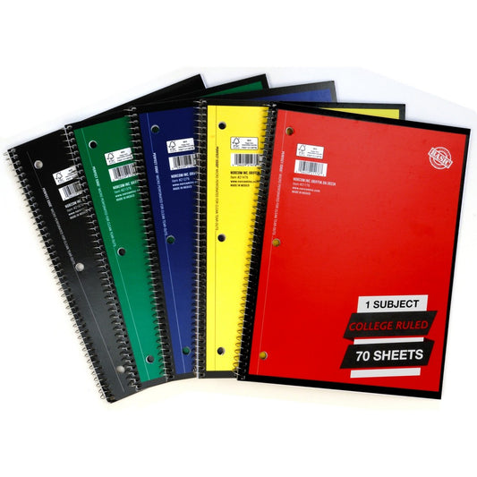 1 Subject College Ruled Solid Spiral Notebook (Colors May Vary)- Norcom