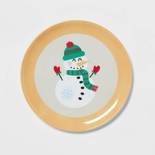 10 Melamine Snowman Dinner Plate - Wondershop