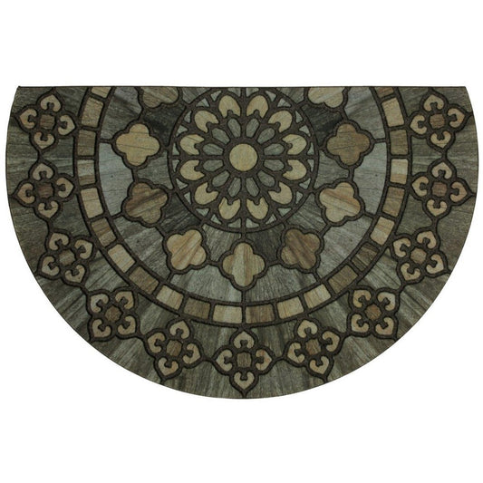 1'9X2'9 Floral Half-circle Doormat Black - Mohawk