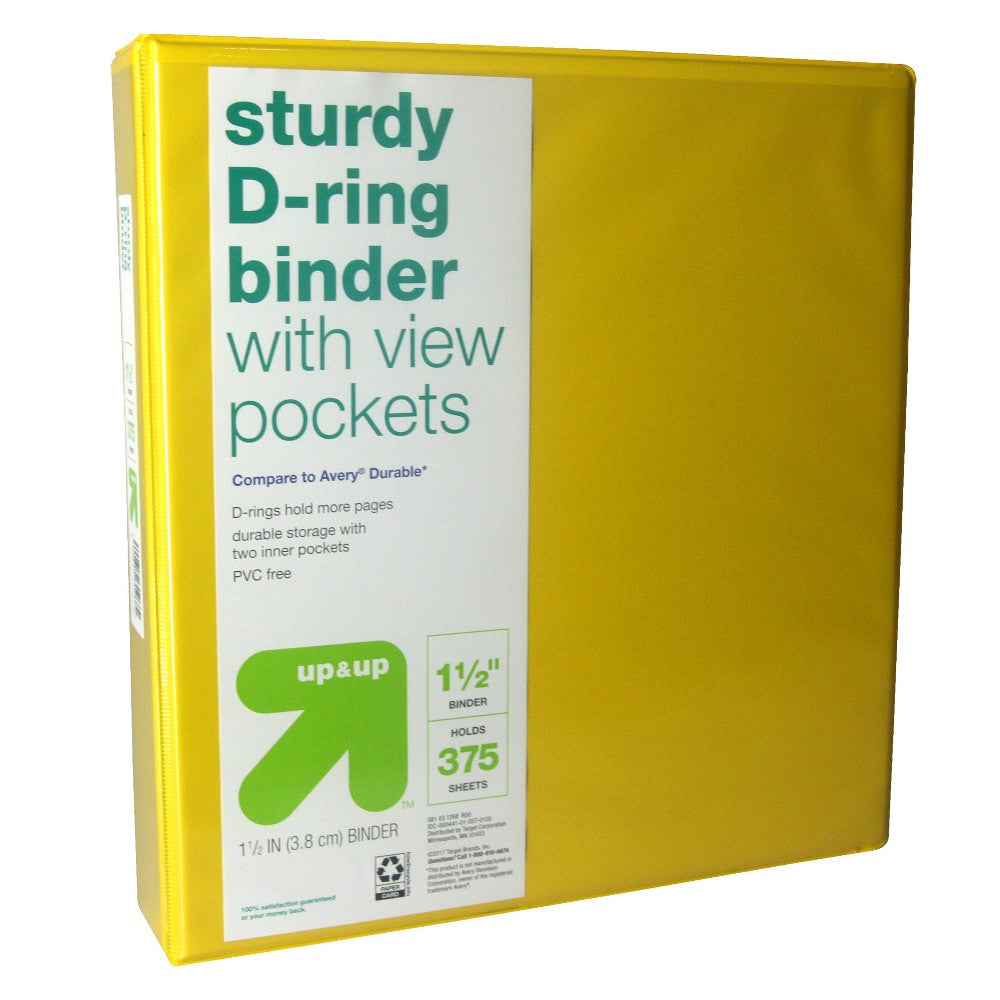 1.5 3 Ring Binder Clear View Yellow - up & up™