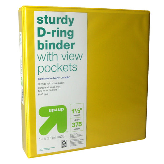 1.5 3 Ring Binder Clear View Yellow - up & up™