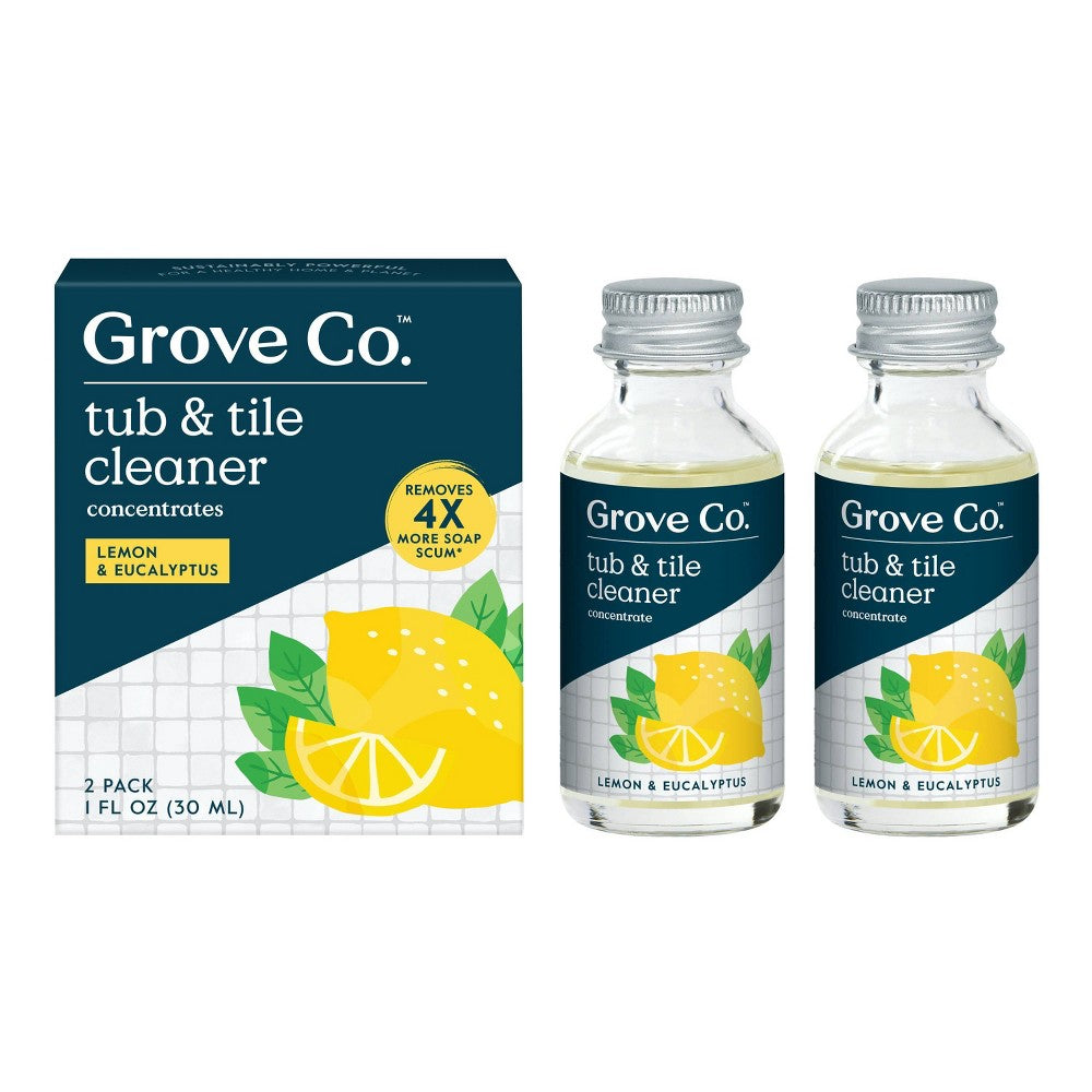 Grove Co. Tub & Tile Cleaning Concentrate - Lemon - 1 fl oz2pk