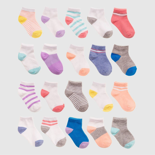 Toddler Girls' 20pk Ankle Socks - Cat & Jack Pink 4T-5T