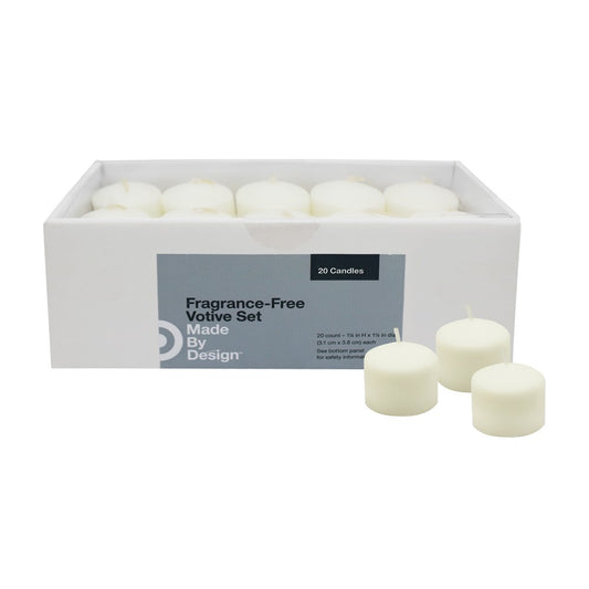 1.25 20pk Unscented Votive Candle Set Cream - Made By Design™