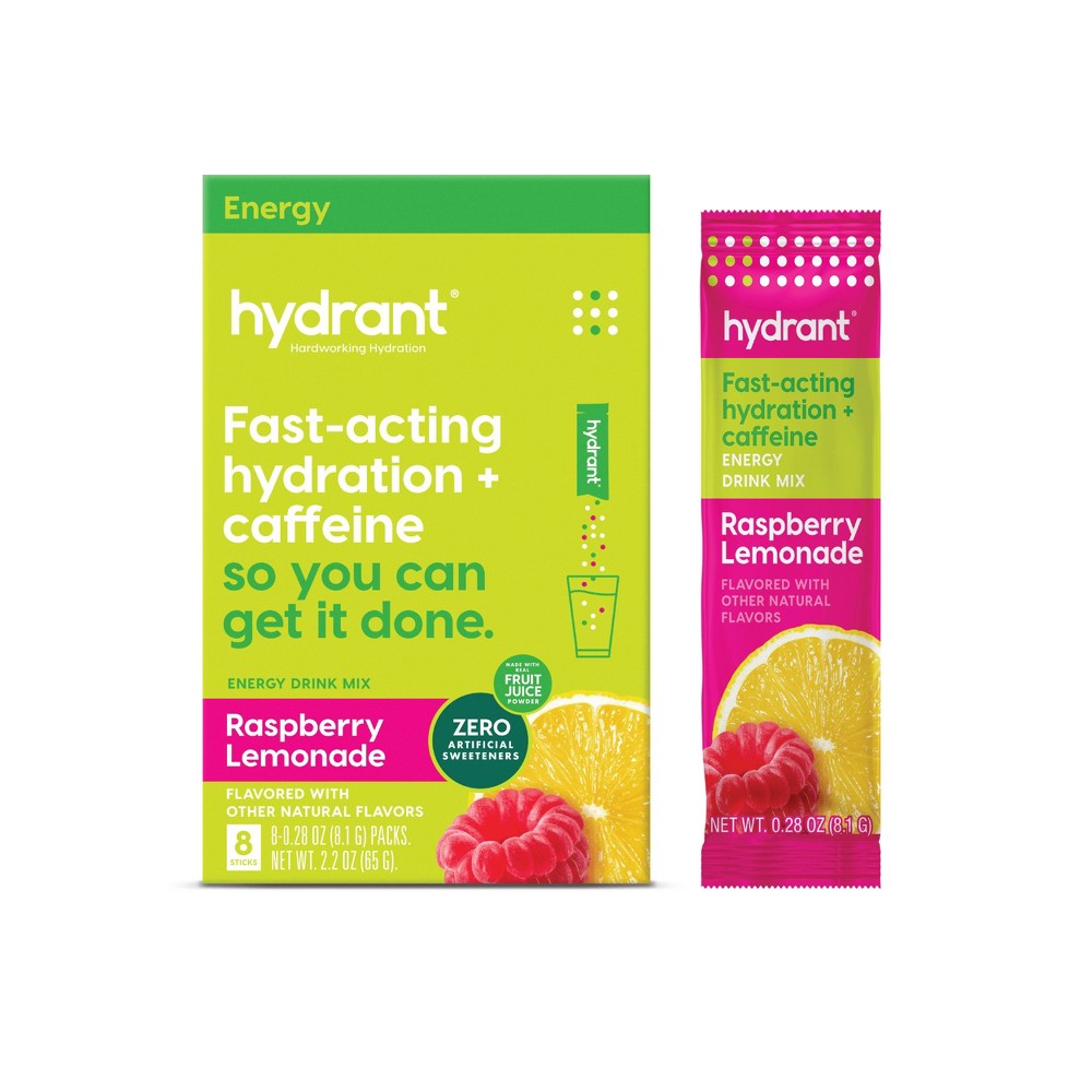 Hydrant Energy Drink Mix with Caffeine - Raspberry Lemonade - 8ct