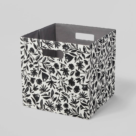 13 x 13 Fabric Bin Black Monochrome Floral - Brightroom™