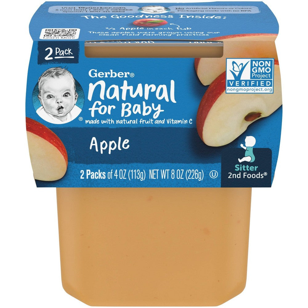 (Pack of 2) Gerber 2nd Foods Apple Baby Food, 4 oz Tubs