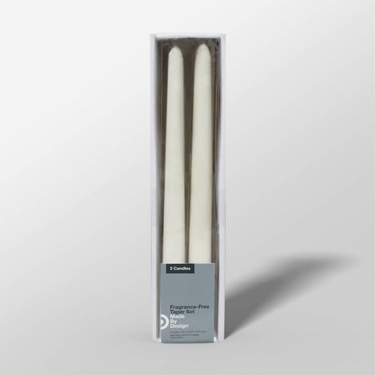 10 2pk Unscented Taper Candle Set Cream - Made By Design