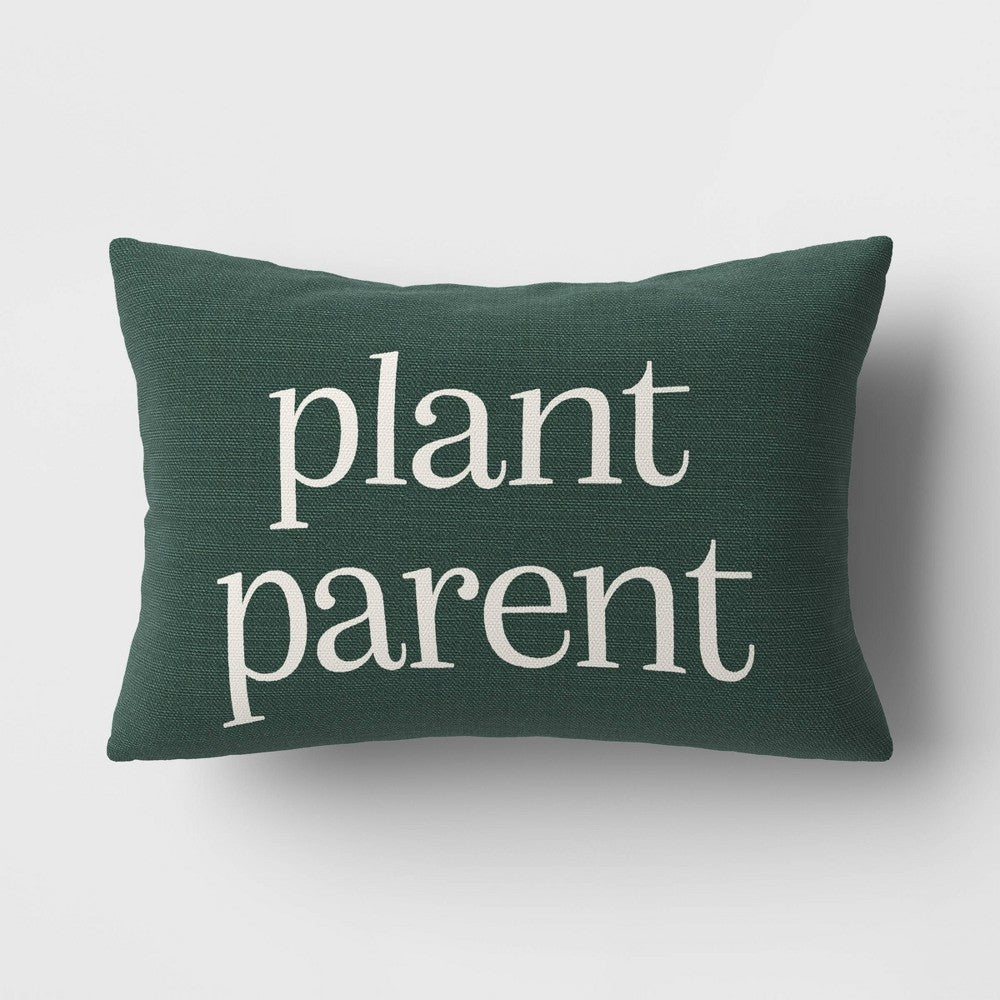 'Plant Parent' Lumbar Throw Pillow Dark GreenIvory - Room Essentials