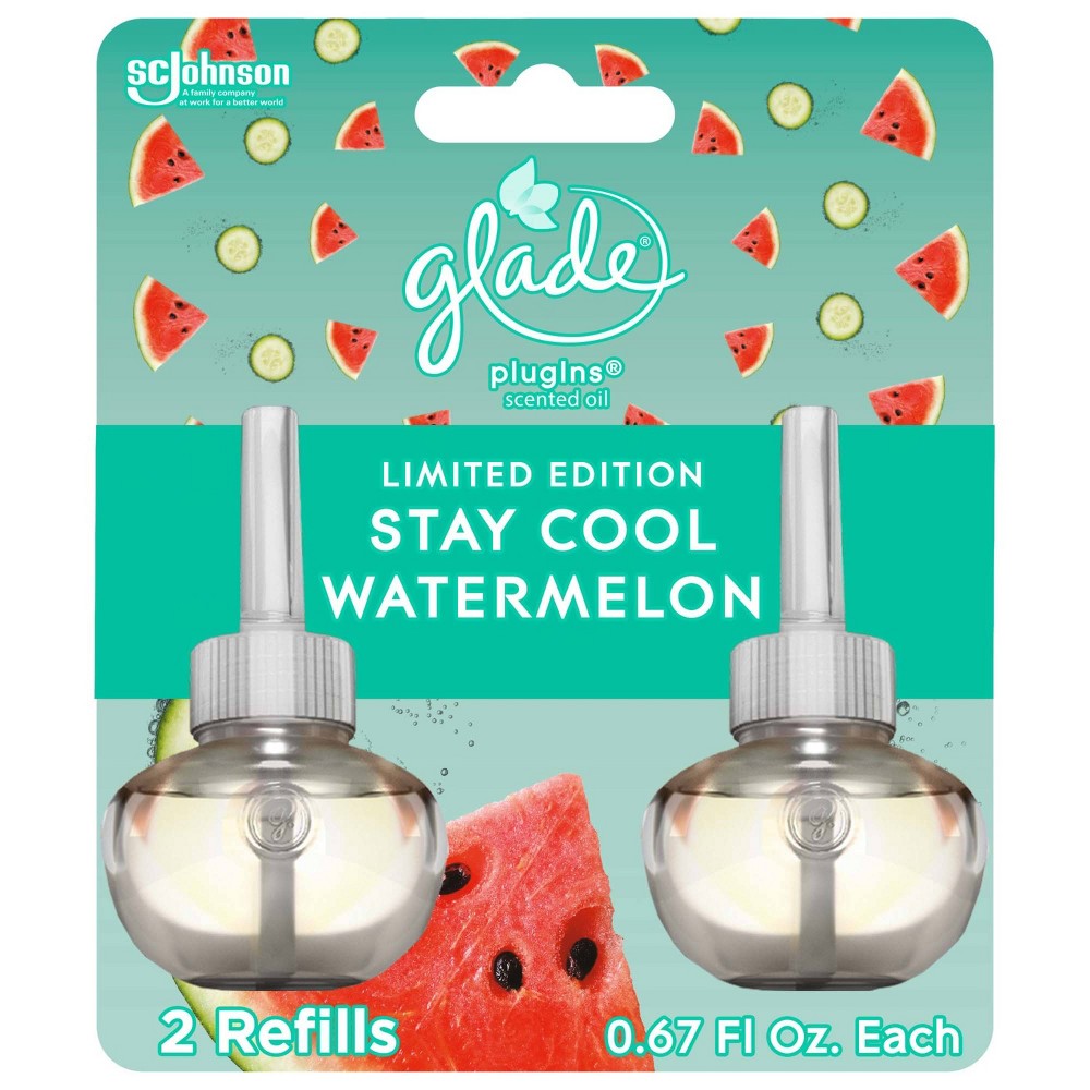 Glade PlugIns Scented Oil Air Freshener Refills - Stay Cool Watermelon - 2ct1.34oz
