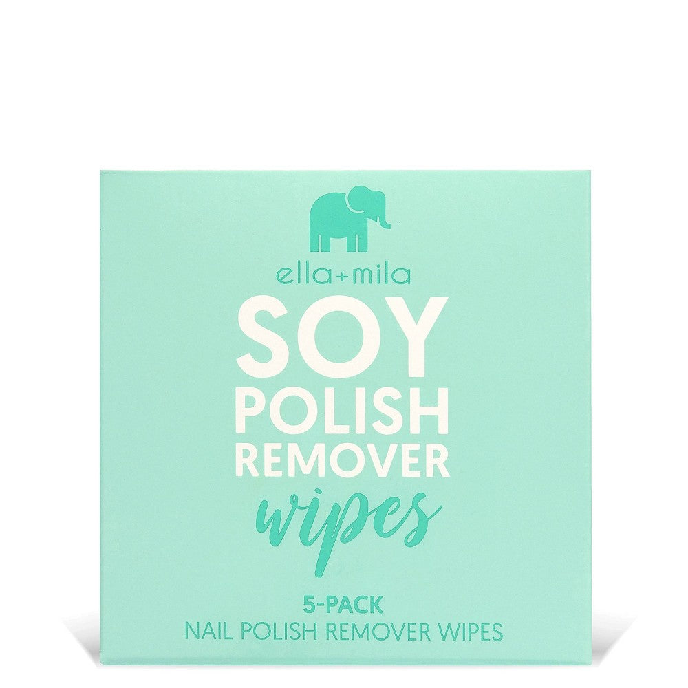 Ella+Mila Soy Nail Polish Remover Wipes - Acetone Free Unscented  Vitamin A  C  E Oil (5-Pack)