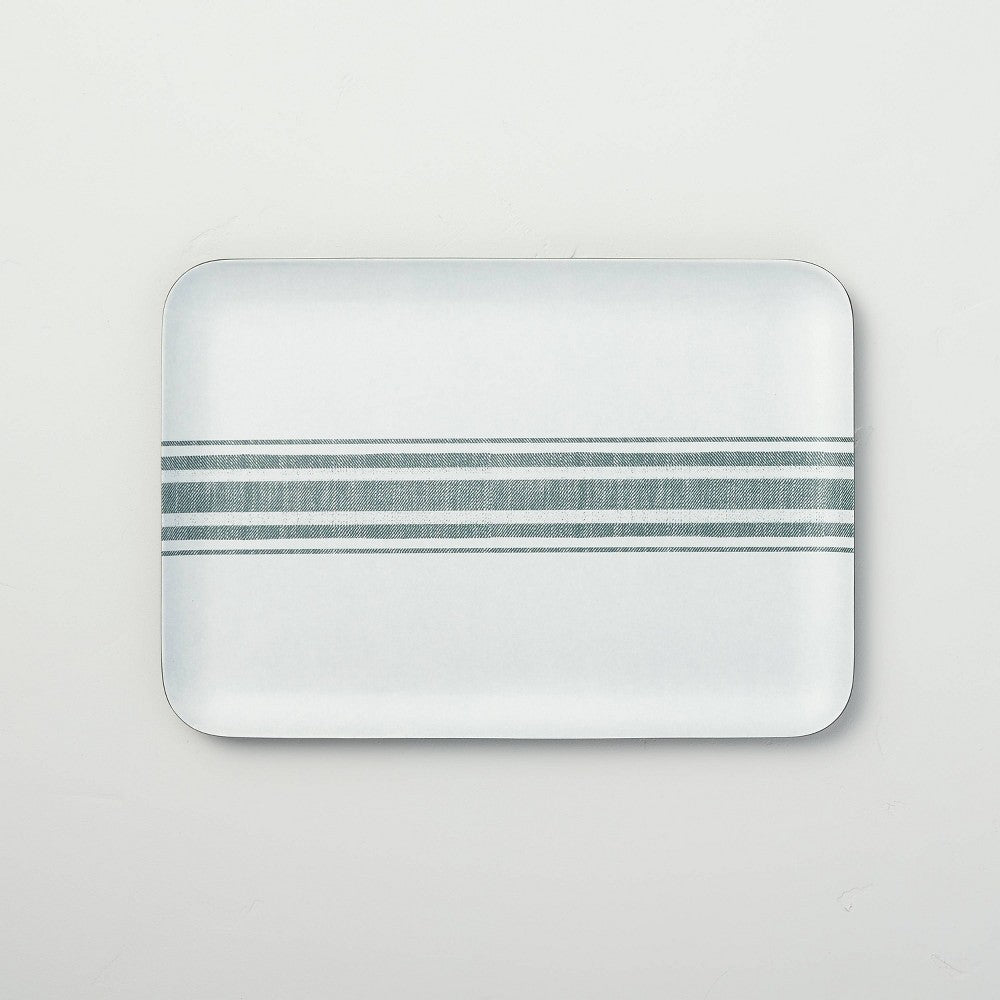 Variegated Center Stripes Melamine Serve Tray Light GrayGreen - Hearth & Hand with Magnolia