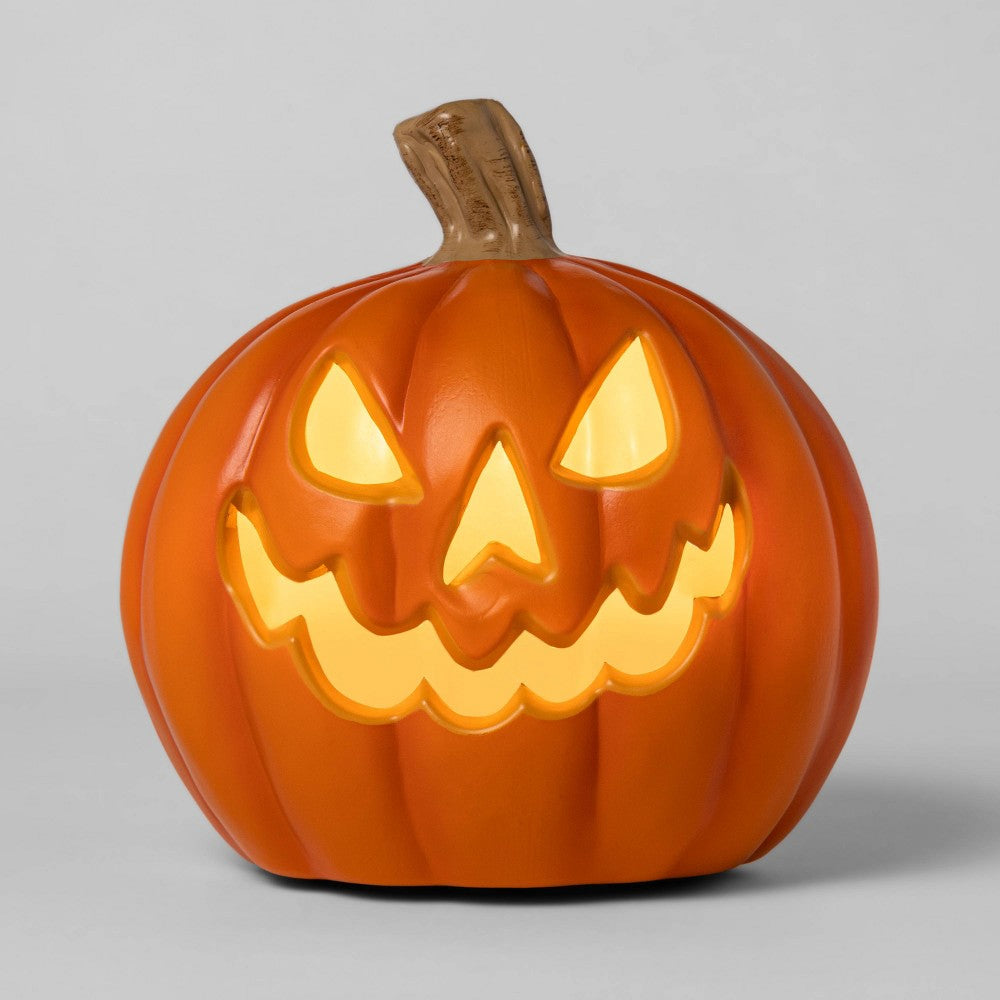 Halloween 9 Lit Pumpkin with Teeth Orange Halloween Decorative Prop - Hyde & EEK! Boutique