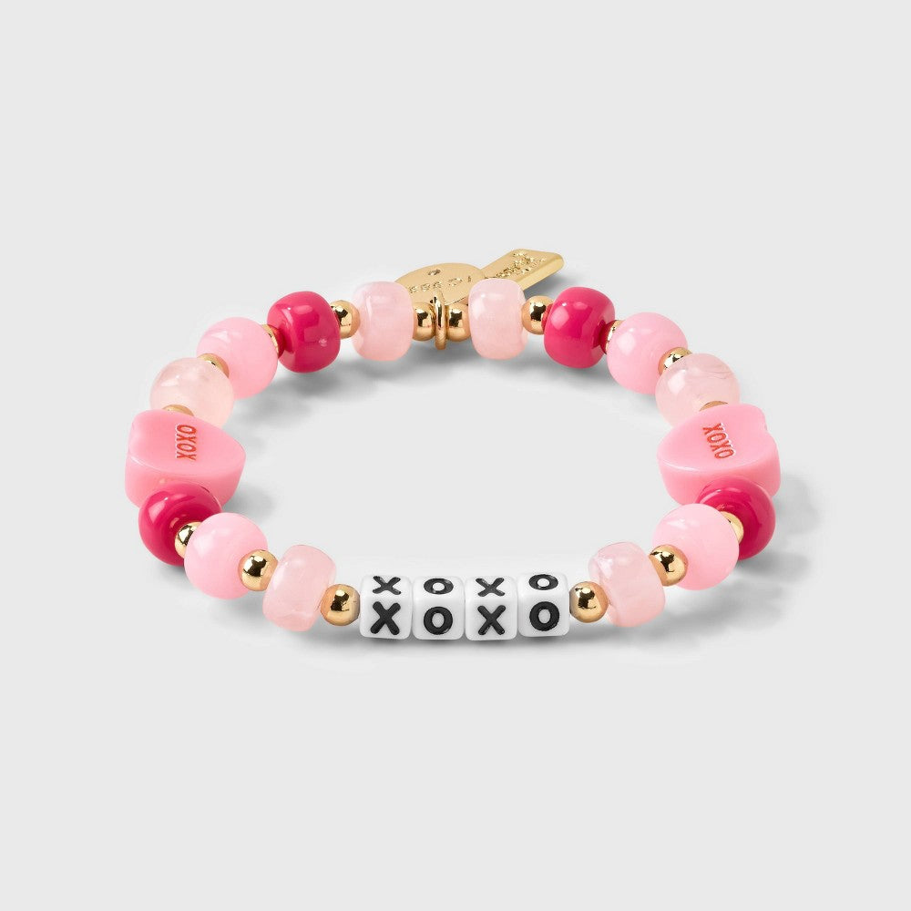 XOXO Beaded Bracelet - Little Words Project Pink SM