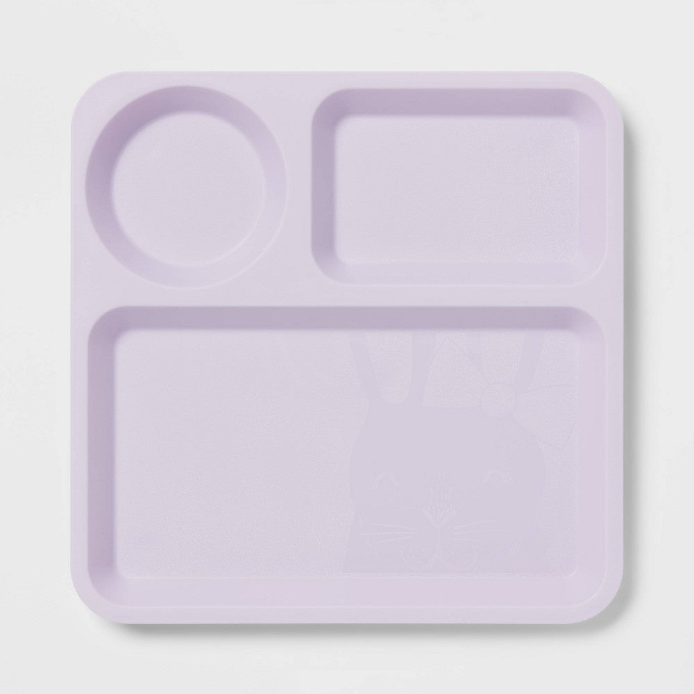 10 Plastic Kids' Square Divided Plate Light Purple - Pillowfort™