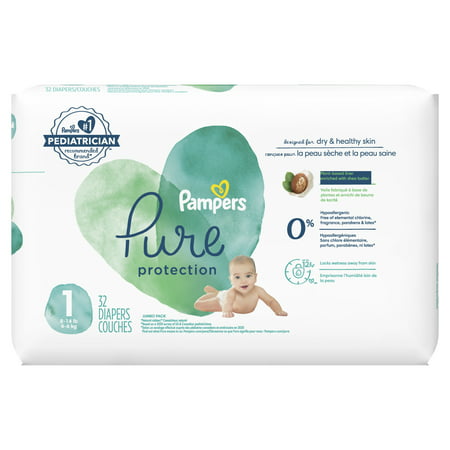 Pampers Pure Protection Natural Newborn Diapers, Size 1, 32 ct – Bargain  Lane