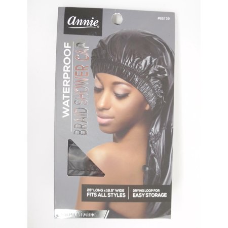 Annie International Max Jumbo Waterproof Nylon Braid Shower Cap - Black