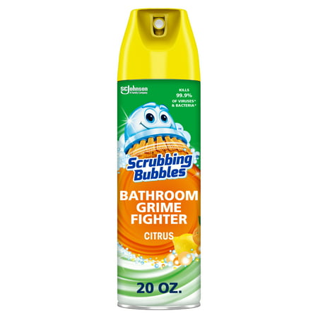 Scrubbing Bubbles Disinfectant Bathroom Grime Fighter Aerosol, Citrus, 20 Oz