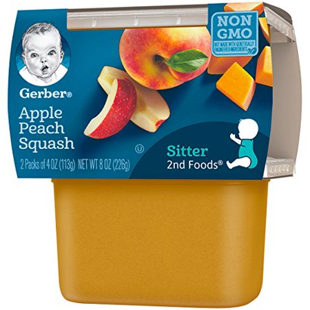 (Pack of 16) Gerber 2nd Foods Apple Peach Squash, 4 oz Tubs