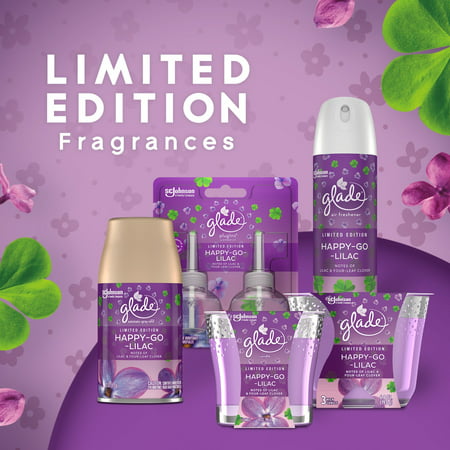 Glade Plugins Scented Oil Refill  Happy-Go-Lilac Scent  Infused with Essential Oils  Spring Limited Edition Fragrance  Positive Vibes Collection  0.67 Oz  5 Count
