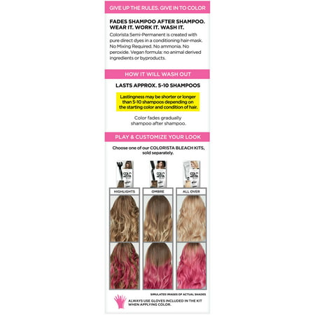 L Oreal Paris Colorista Semi Permanent Hair Color  Light Bleached Blondes Hot Pink