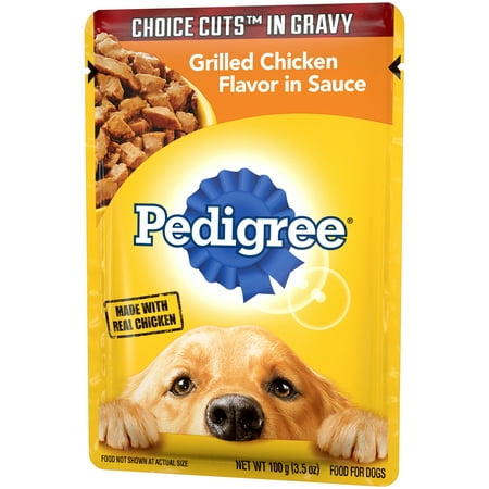 (18 Pack) PEDIGREE CHOICE CUTS in Gravy Grill Inspired Classics Adult Wet Dog Food Variety Pack, 3.5 oz. Pouches: Hickory Smoked Chicken Flavor, Grilled Chicken Flavor, and Filet Mignon Flavor