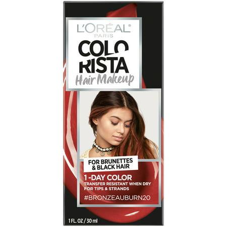 (2 pack) LOreal Paris Colorista Hair Makeup 1-Day Hair Color, BronzeAuburn20 (for Brunettes), 1 fl. Oz