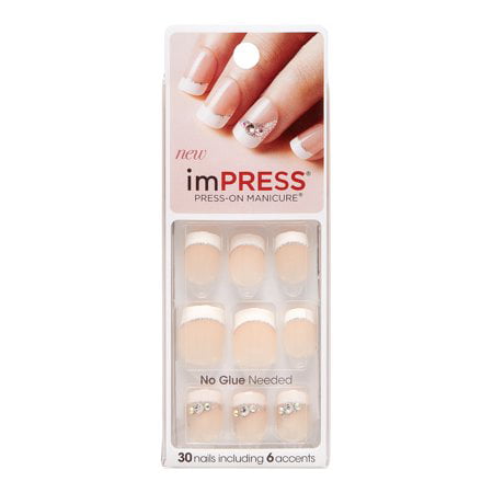 ImPRESS Press-on Nails Gel Manicure - French Manicure, Queen B