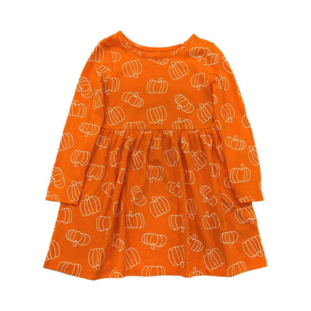 Infant & Toddler Girls Orange Pumpkin Halloween Dress 12m