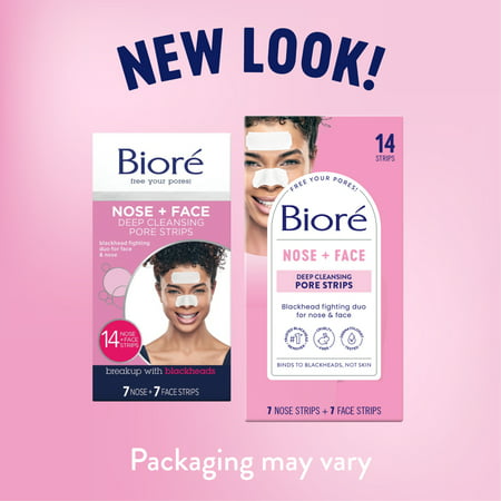 Biore Original Nose+Face Deep Cleansing Blackhead Remover Pore Strips  7 Nose + 7 Face Strips  14 ct