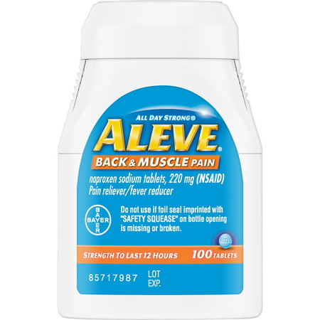 Aleve Back & Muscle Pain RelieverFever Reducer Naproxen Sodium Tablets, 220 mg, 100 Ct