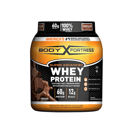 Body Fortress Super Advanced Whey Protein Powder  Chocolate Flavored  Gluten Free  2 Lb