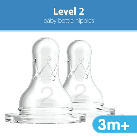 Dr. Brown's Narrow Baby Bottle Nipple, Level 2 (3m+), 6 Count