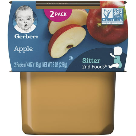 (Pack of 2) Gerber 2nd Foods Apple Baby Food, 4 oz Tubs
