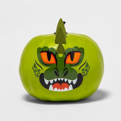 Halloween Painted Pumpkin Dino Character Halloween Decorative Sculpture -