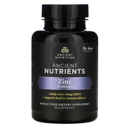 Dr. Axe  Ancient Nutrition Ancient Nutrients, Zinc + Probiotics, 30 Capsules